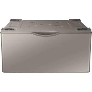 SAMSUNG 27-Inch Washer Dryer Pedestal Stand w/ Pull Out Laundry Storage Drawer, Stainless Steel, WE402NC/A3, Champagne