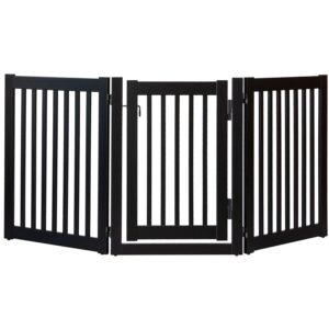highlander series solid wood pet gates are handcrafted by amish craftsman - 32" high - 3 panel walk through - black