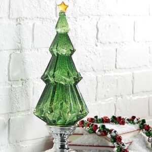 Sparkle Green Holiday Tree Lighted 13.75 inch Acrylic Decorative Tabletop Figurine