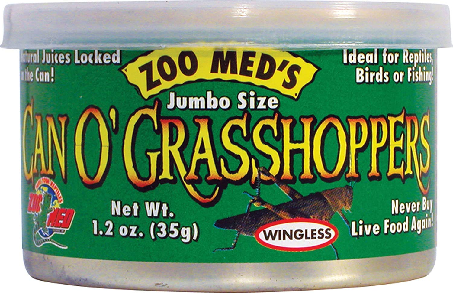 Zoo Med Can O' Jumbo Sized Grasshoppers 1.2 oz - Pack of 4