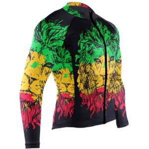 Lion Pattern Men's Cycling Jersey Long Sleeve Bicycle Shirt with Full Zipper & 3-Rear Pockets