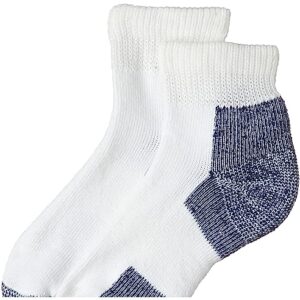 Thorlos Unisex-Adult JMX Maximum Cushion Ankle Running Socks(3 Pairs),White/Navy, XL