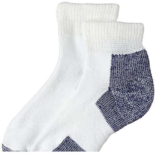 Thorlos Unisex-Adult JMX Maximum Cushion Ankle Running Socks(3 Pairs),White/Navy, XL