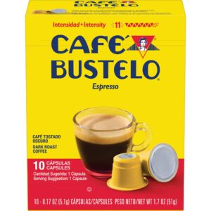 café bustelo espresso dark roast coffee, 40 count capsules for espresso machines, 11 intensity