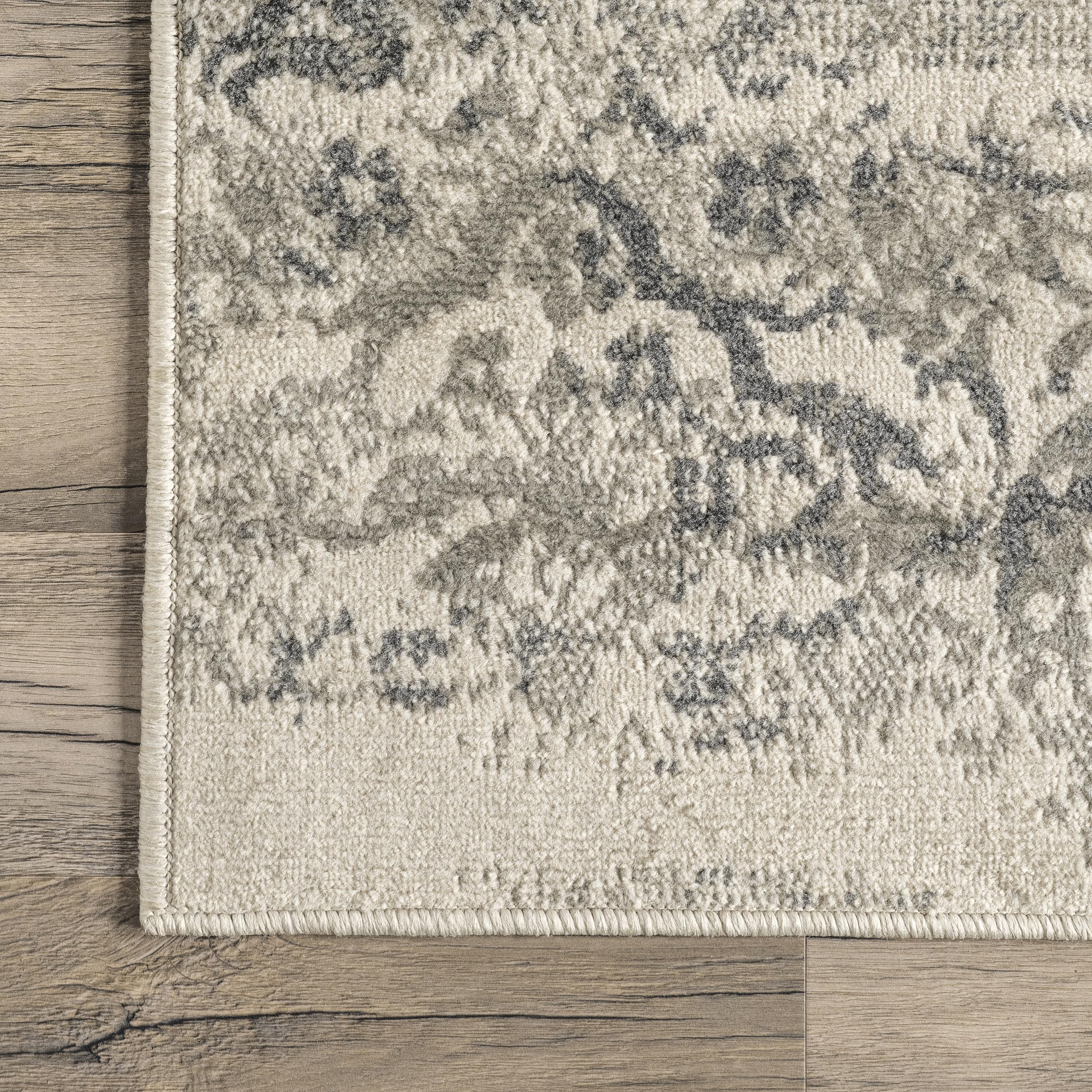 nuLOOM Freja Faded Floral Area Rug, 6' 7" x 9', Grey