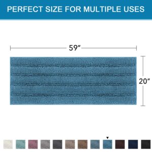 H.VERSAILTEX Bathroom Rugs Bath Mat Runner Rug Non Slip Kitchen Rug Extra Long Bath Rug Runners Oversized 59" x 20" Absorbent Washable Dry Fast Plush Area Rug for Bathroom/Bedroom - Turquoise Blue