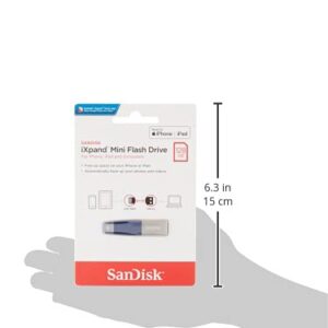 SanDisk 128GB USB 3.0 iXpand Mini Flash Drive with Lightning Connector for iPhones, iPads & Computers (SDIX40N-128G) Blue