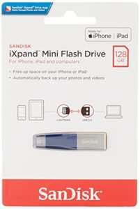 sandisk 128gb usb 3.0 ixpand mini flash drive with lightning connector for iphones, ipads & computers (sdix40n-128g) blue