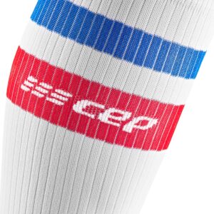 CEP Men's Compression Socks 80's Compression Tall Socks, White/Red&Blue III