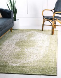 unique loom bromley collection area rug - midnight (7' 10" x 11' rectangle, green/ ivory)