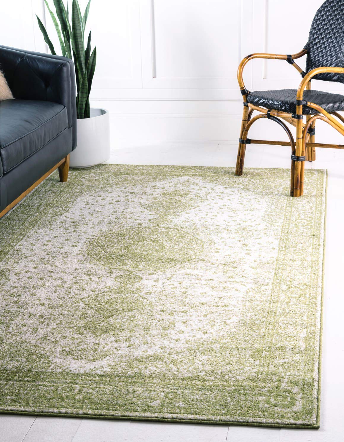 Unique Loom Bromley Collection Area Rug - Midnight (7' 10" x 11' Rectangle, Green/ Ivory)