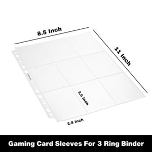 TYH Supplies Heavywieght Trading Card Sleeves for 3 Ring Binder | Double Sided Ultra Clear 11 Hole | 9 Pocket Page Gaming Card Protector Sleeves (25 Pack - 450 Pockets)