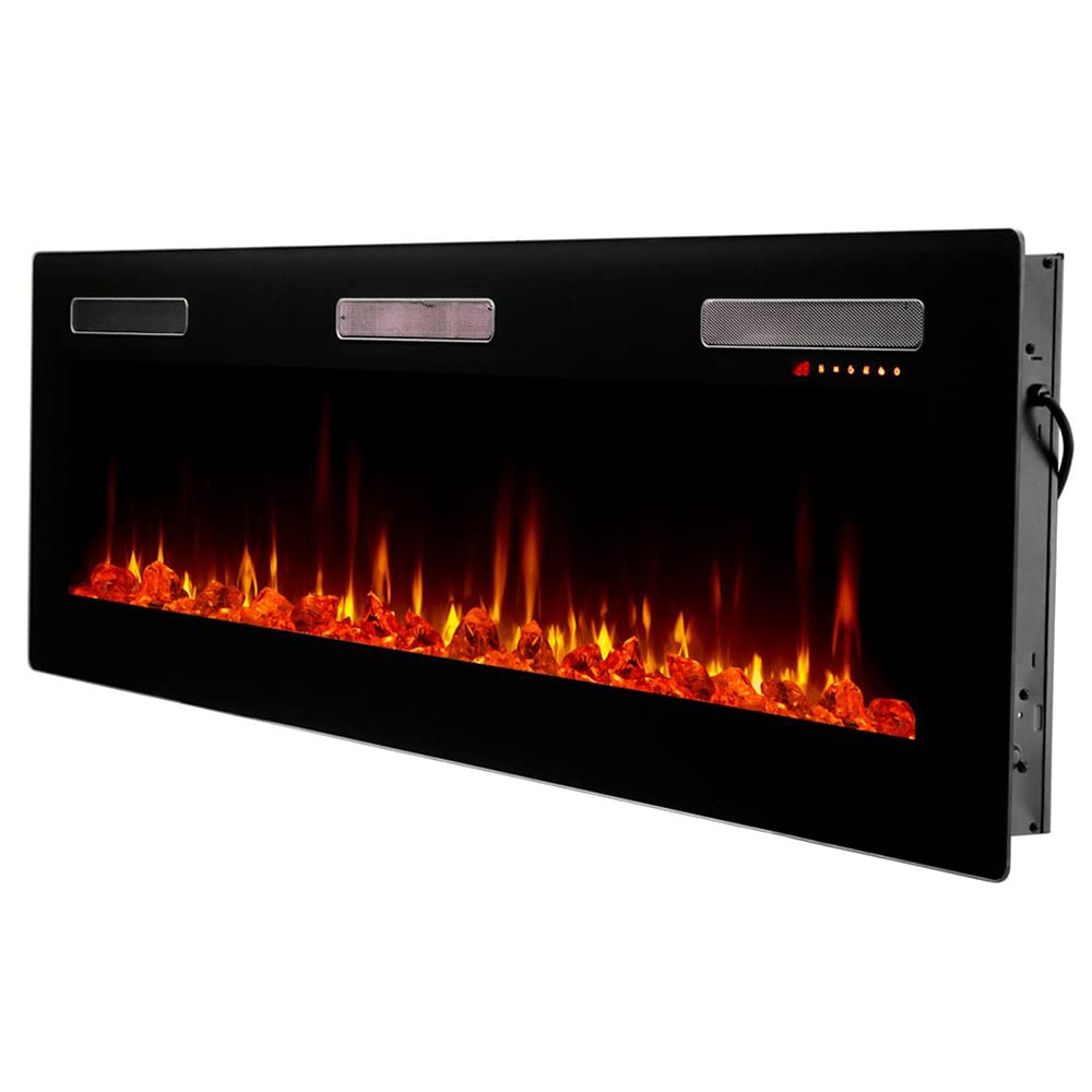 Dimplex Sierra 72" Wall-Mounted/Tabletop/Built-in Electric Linear Fireplace (Model: SIL72), 4777 BTU, 120 Volt, 1400 Watt, Black