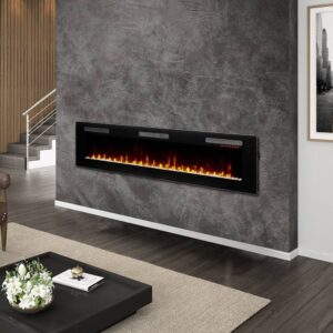 Dimplex Sierra 72" Wall-Mounted/Tabletop/Built-in Electric Linear Fireplace (Model: SIL72), 4777 BTU, 120 Volt, 1400 Watt, Black