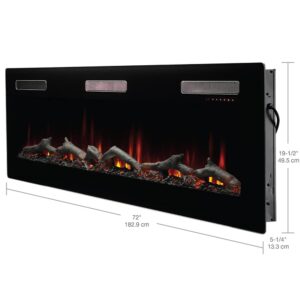 Dimplex Sierra 72" Wall-Mounted/Tabletop/Built-in Electric Linear Fireplace (Model: SIL72), 4777 BTU, 120 Volt, 1400 Watt, Black