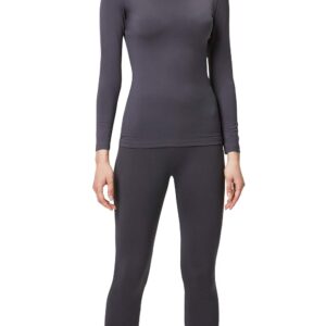 DEVOPS Women's Thermal Underwear Long Johns Top & Bottom Set (Medium, Charcoal)