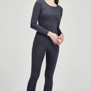 DEVOPS Women's Thermal Underwear Long Johns Top & Bottom Set (Medium, Charcoal)