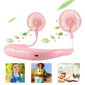 neckband fan hands free neck fan portable neck fans rechargeable personal hanging neck fan usb fan 2000mah 3 speed personal sports fan around neck for women - pink