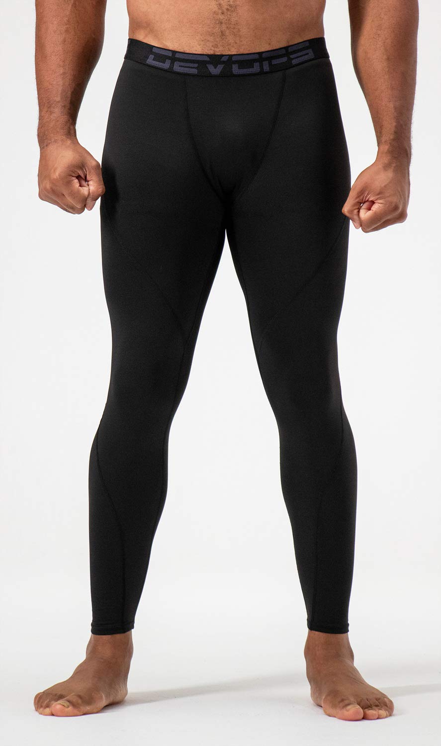 DEVOPS Men's Thermal Compression Pants, Athletic Leggings Base Layer Bottoms (2 Pack) (Large, Black/Black)