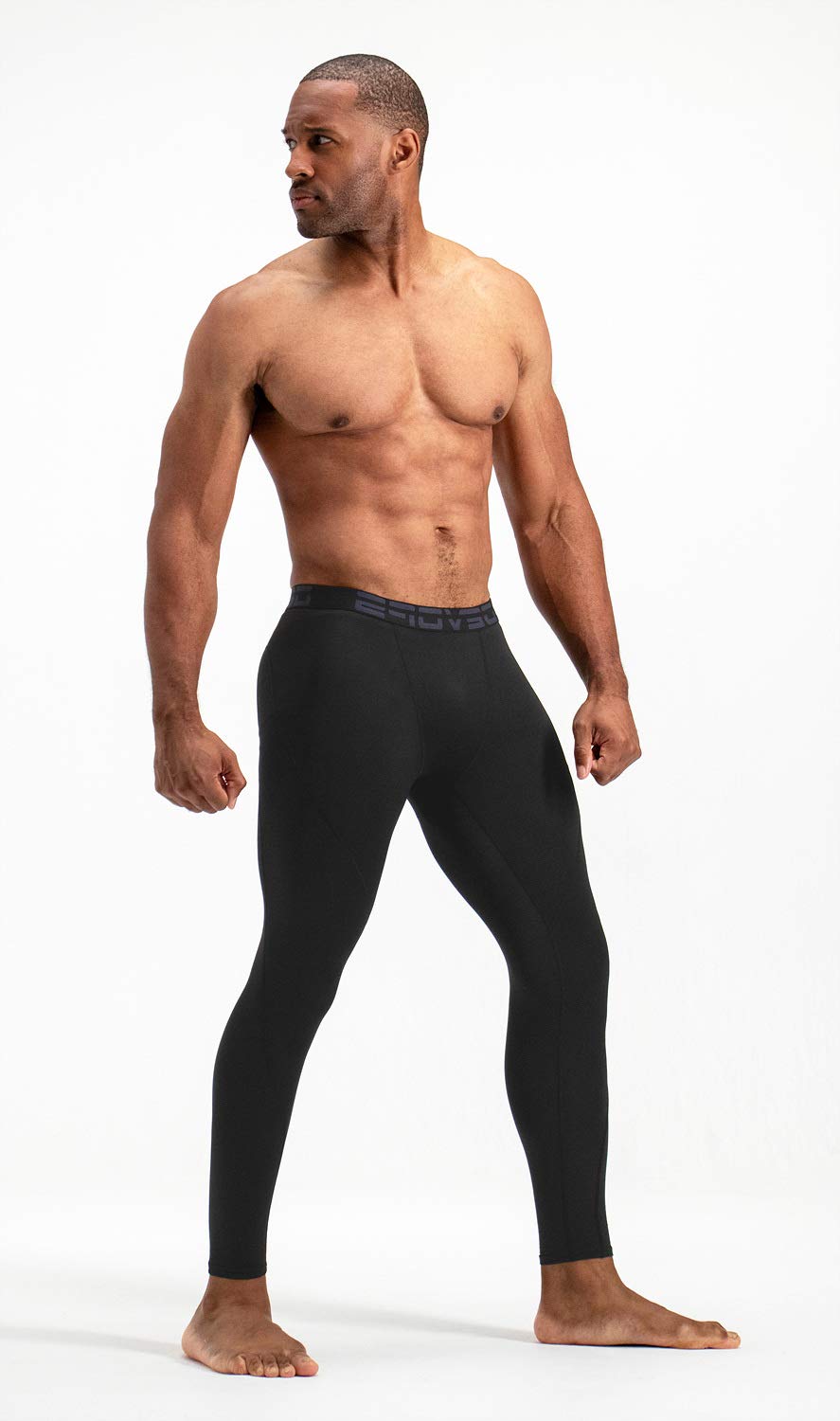 DEVOPS Men's Thermal Compression Pants, Athletic Leggings Base Layer Bottoms (2 Pack) (Large, Black/Black)