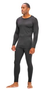devops men's thermal underwear long johns set with fleece lined (medium, black)