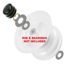 HD Switch Front Wheel Bearing Hardware Kit Replaces Husqvarna Poulan AYP 121748X, 121749X, 12000029 Includes Thrust Washers, Washers, E-Clips & Hub Caps