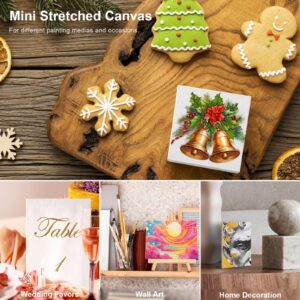 AUREUO Mini Stretched Canvas - 3x3 Inch/24 Pack - 2/5 Inch Profile Small Square Canvas - Gift Set Bulk Pack Canvases for Acrylic Painting & Craft