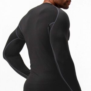 DEVOPS 2 Pack Men's Thermal Long Sleeve Compression Shirts (Medium, Black/Black)