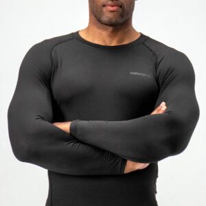 DEVOPS 2 Pack Men's Thermal Long Sleeve Compression Shirts (Medium, Black/Black)