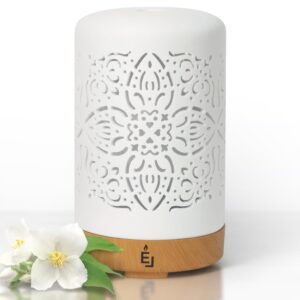 earnest living essential oil diffuser white ceramic diffuser 100 ml timers night lights and auto off function home office humidifier ultrasonic aromatherapy diffusers for essential oils
