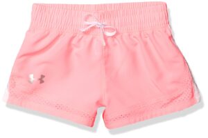 under armour sprint shorts, pink craze (645)/metallic silver, youth x-large