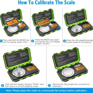 AMIR Professional Digital Mini Scale, 20g-0.001g Pocket Scale, Electronic Smart Scale with 20g Calibration Weight (Battery/Tweezers Included)