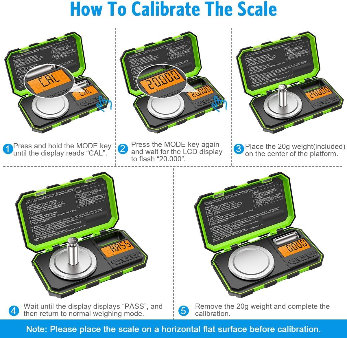 AMIR Professional Digital Mini Scale, 20g-0.001g Pocket Scale, Electronic Smart Scale with 20g Calibration Weight (Battery/Tweezers Included)