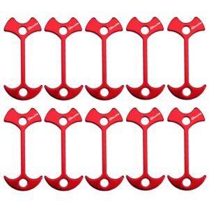 10pcs fishbone tent stakes pegs lengthen deck nail anchor stopper guyline tensioner camping accessories(red)