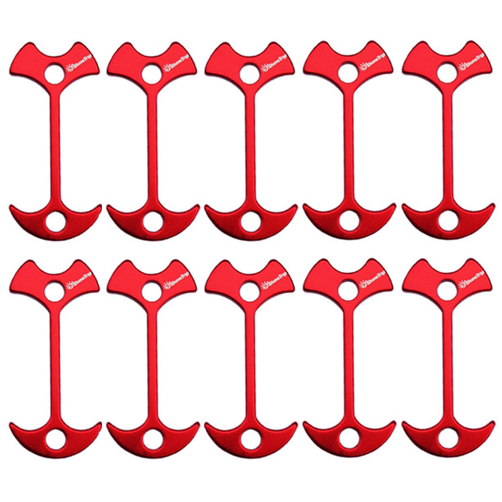 10pcs Fishbone Tent Stakes Pegs Lengthen Deck Nail Anchor Stopper Guyline Tensioner Camping Accessories(Red)