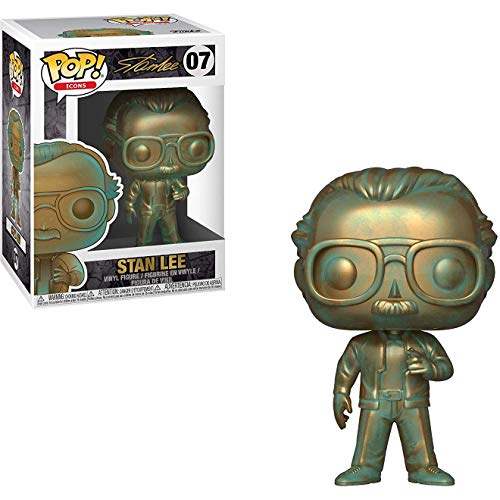 Marvel POP Stan Lee [Patina] Funko Pop! Icons Vinyl Figure (Bundled with Compatible Pop Box Protector Case), Multicolor, 3.75 inches