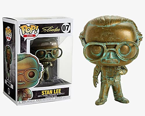 Marvel POP Stan Lee [Patina] Funko Pop! Icons Vinyl Figure (Bundled with Compatible Pop Box Protector Case), Multicolor, 3.75 inches