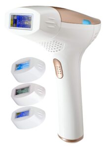 faustina 3-in-1 ipl (3 lamps 1,500,000 shots) hair removal, skin rejuvenation, and acne clearance device - completely painless - full results after 3-7 treatments - free pouch & sunglasses.