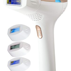 FAUSTINA 3-in-1 IPL (3 Lamps 1,500,000 Shots) Hair Removal, Skin Rejuvenation, and Acne Clearance Device - Completely Painless - Full Results After 3-7 Treatments - Free Pouch & Sunglasses.