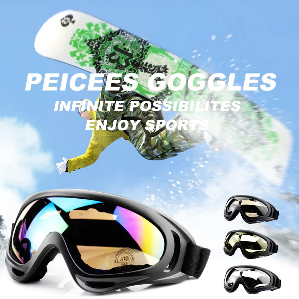 Peicees Pack of 5 Ski Goggles for Women Men Kids Snow Sports Motorcycle Snowboard Goggles