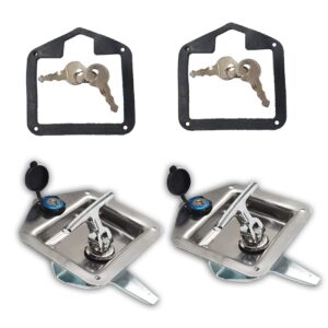 2 Trailer Door Latch T-Handle Lock Stainless Steel Keys for Camper RV Truck Tool