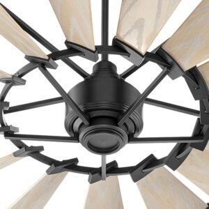 Quorum International 197215-69 I Windmill Collection 72 Inch Fifteen Blade Ceiling Fan - Noir Finish I Six Speed Reversible Motor I Modern Contemporary Fixture I Light Fixture Adaptable I