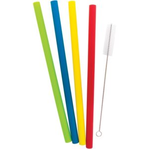 starfrit t092849 reusable silicone straws, 4-pack, one size, multicolor