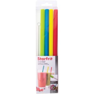 Starfrit T092849 Reusable Silicone Straws, 4-Pack, One Size, Multicolor