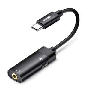 esr usb-c pd headphone jack adapter, 2-in-1 usb-c to 3.5 mm audio adapter with fast charging for aux, stereo, earphones, compatible with galaxy s22/s21/s20, ipad air 5/4, ipad pro 2021/2020, black