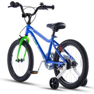 RoyalBaby Summer Kids Bike 18 Inch Boys Bicycle with Training Wheel Dual Handbrakes Ages 5-9 Years, 18" Blue