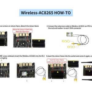 Wireless-AC8265 Dual Mode AC8265 Wireless NIC Module for Jetson Nano Developer Kit M.2 NGFF Support 2.4GHz / 5GHz 300Mbps / 867Mbps Dual Band WiFi and Bluetooth 4.2