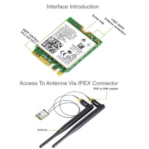 Wireless-AC8265 Dual Mode AC8265 Wireless NIC Module for Jetson Nano Developer Kit M.2 NGFF Support 2.4GHz / 5GHz 300Mbps / 867Mbps Dual Band WiFi and Bluetooth 4.2