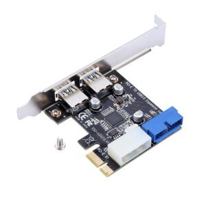 pci-e to 2 usb 3.0 hub port pci expansion card adapter with front 20-pin interface