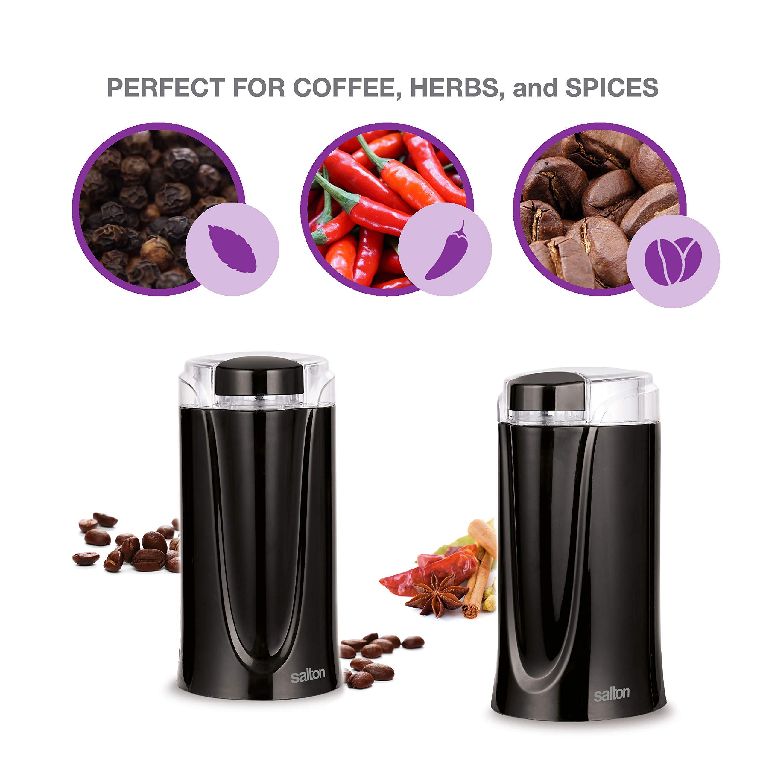 Salton Coffee, Spice & Herb Electric Grinder - Black